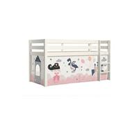 SLEEPY - Lit Mi-Haut en Pin Laqué Blanc 90x200cm Housse Princesse - Altobuy Blanc