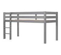 SLEEPY - Lit Mi-Haut en Pin Laqué Gris 90x200cm avec Echelle Droite -