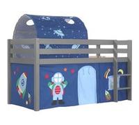 SLEEPY - Lit Mi-Haut en Pin Laqué Gris 90x200cm Housse et Tunnel Astro - Altobuy Gris