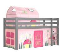 Lit Mi-Haut en Pin Laqué Gris 90x200cm Housse et Tunnel Garden - SLEEPY - ALTOBUY Gris G