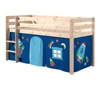 SLEEPY - Lit Mi-Haut en Pin Naturel 90x200cm Housse Astro - Altobuy Marron