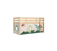 SLEEPY - Lit Mi-Haut en Pin Naturel 90x200cm Housse Dino -