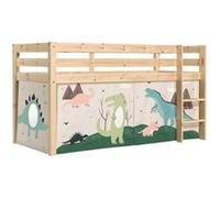 Lit Mi-Haut en Pin Naturel 90x200cm Housse Dino - SLEEPY - ALTOBUY Marron G
