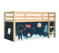 Lit Mi-Haut en Pin Naturel 90x200cm Housse Espace - SLEEPY -