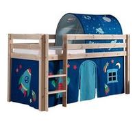 SLEEPY - Lit Mi-Haut en Pin Naturel 90x200cm Housse et Tunnel Astro -