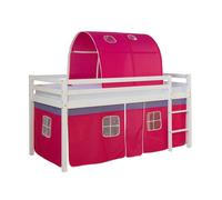 Lit rose mi-haut 90x200 cm sommier matelas tunnel