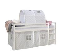 Lit superposé avec matelas lit d'enfant 90x200 mezzanine bois blanc Homestyle4u