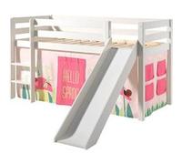 SLEEPY - Lit Mi-Haut Tobogan en Pin Laqué Blanc 90x200cm avec Housse Garden - Altobuy Blanc