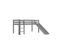 Lit Mi-Haut Tobogan en Pin Laqué Gris 90x200cm - SLEEPY -