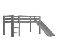 SLEEPY - Lit Mi-Haut Tobogan en Pin Laqué Gris 90x200cm -