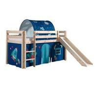 SLEEPY - Lit Mi-Haut Tobogan en Pin Naturel 90x200cm Housse et Tunnel Astro -