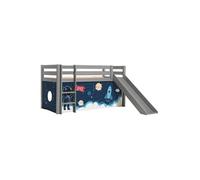 Lit Mi-Haut Tobogan Laqué Gris 90x200cm Housse Espace - SLEEPY -