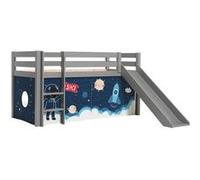 Lit Mi-Haut Tobogan Laqué Gris 90x200cm Housse Espace - SLEEPY -