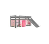 SLEEPY - Lit Mi-Haut Tobogan Laqué Gris 90x200cm Housse Garden - Altobuy Gris