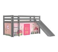 Lit Mi-Haut Tobogan Laqué Gris 90x200cm Housse Garden - SLEEPY - ALTOBUY Gris G