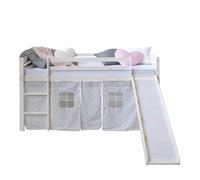 Lit mi-haut toboggan 90x200 sommier pin étoiles grises