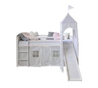 Lit mi-haut toboggan tour 90x200 sommier pin étoiles grises