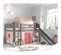 Lit Mi-Hauteur 90x200 avec Toboggan et Sommier - Vipack - Pino - Gris