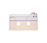 Lit mi-hauteur 90x200 cm avec sommier et rideau violet pêche Marron G