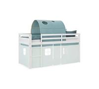 Lit mi-hauteur - HomeStyle4U - 2931 - 90x200 cm - Pin massif - Tunnel et rideau vert