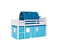 Lit mi-hauteur 90x200 cm matelas rideau tunnel bleu Bleu G