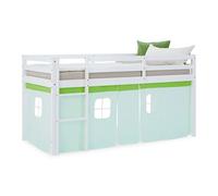 Lit mi-hauteur 90x200 cm pin rideau vert Vert G
