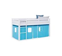 Lit mi-hauteur 90x200 cm rideau bleu