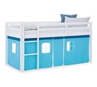 Lit mi-hauteur 90x200 cm rideau bleu