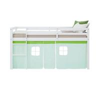 Lit mi-hauteur 90x200 cm sommier rideau vert Vert G
