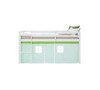 Lit mi-hauteur 90x200 cm sommier rideau vert