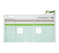 Lit mi-hauteur 90x200 cm sommier rideau vert Vert G