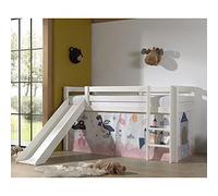 Lit Mi-Hauteur 90x200 Toboggan sommier Inclus Housse Fairy Pino - Blanc