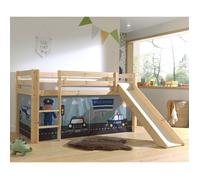 Lit Mi-Hauteur 90x200 Toboggan sommier inclus housse Police Pino - Vipack - Bois