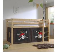 Lit Mi-Hauteur 90x200 sommier inclus housse Pirate Pino - Bois