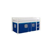 Homestyle4u Lit mi-hauteur avec rideaux – Bleu