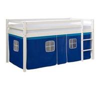 Homestyle4u Lit mi-hauteur avec rideaux – Bleu
