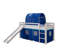 Lit Mi-Hauteur Avec Rideaux Et Tunnel Bleu