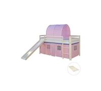 Lit mi-hauteur avec rideaux et tunnel rose