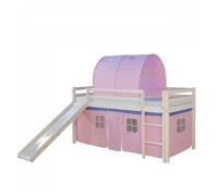 Lit Mi-Hauteur Avec Rideaux Et Tunnel Rose