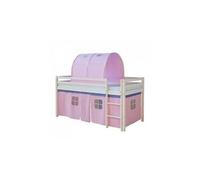 Lit Mi-Hauteur Avec Rideaux Et Tunnel Rose Pale