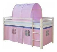 Lit Mi-Hauteur Avec Rideaux Et Tunnel Rose Pale