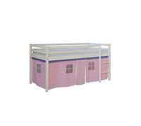 Lit mi-hauteur avec rideaux rose pale Bleu