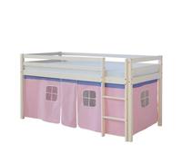 Lit Mi-Hauteur Avec Rideaux Rose Pale