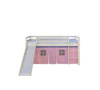 Homestyle4u – Lit mi-hauteur 2552 – Rose pâle, 2 places, bois massif, toboggan