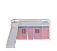 Homestyle4u – Lit mi-hauteur 2552 – Rose pâle, 2 places, bois massif, toboggan
