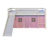 Homestyle4u – Lit mi-hauteur 2552 – Rose pâle, 2 places, bois massif, toboggan