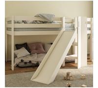 Lit Mi-hauteur Avec Toboggan Pin Massif Basile Blanc 90X200
