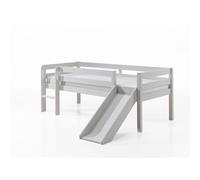 Vipack Lit mi-hauteur PINO blanc avec toboggan et tablette penderie 90x200 cm