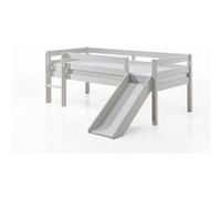 Lit Mi-Hauteur Blanc + Toboggan, 2 Tiroirs De Rangement Et Tablette Penderie