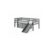 Vipack Lit mi-hauteur Pino avec toboggan et 2 tiroirs Gris